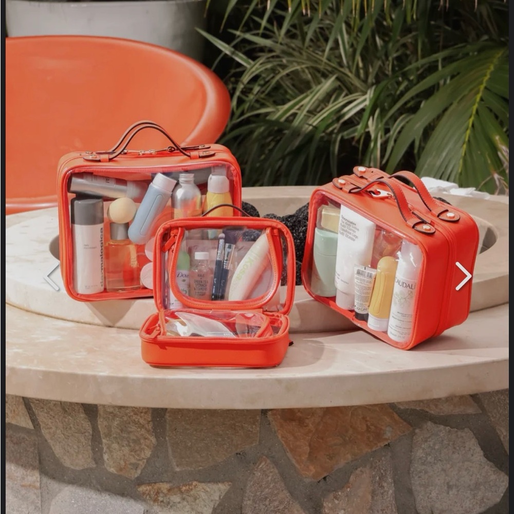 NWT Calpak Medium Cosmetics Case Papaya